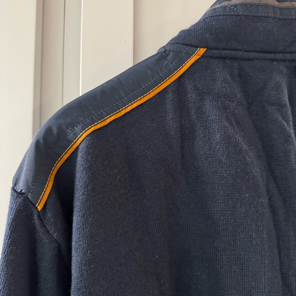 Orvis Navy Blue Wool Mens 1/4 Zip Pullover Jumper with Textured Elbows XL preppy - Picture 5 of 8